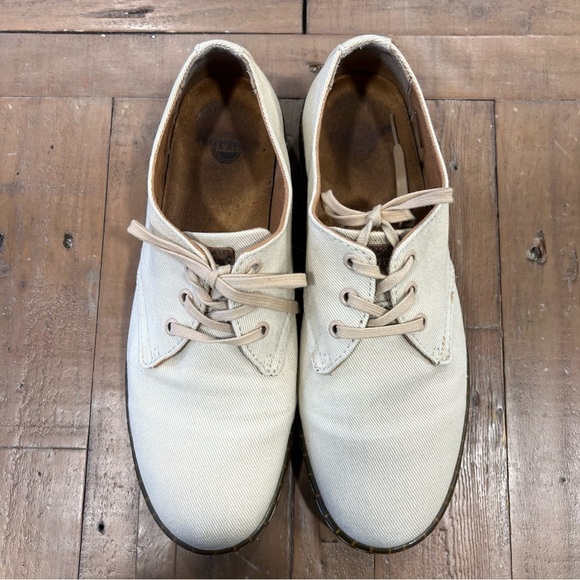Dr martens delay twill canvas Oxford 3 eye lace up beige men shoes - Picture 4 of 12